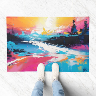 Radiant Serenity: Abstract Sunset Reflections Doormat