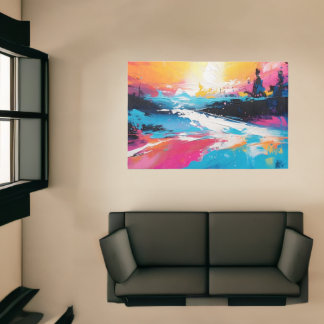 Radiant Serenity: Abstract Sunset Reflections Rug