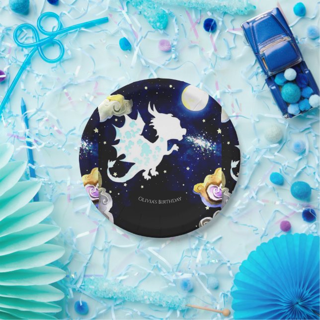 Radiant Simple Dragon Birthday Paper Plates (Party)
