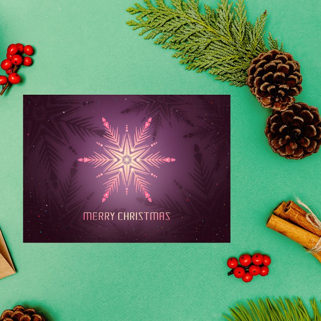 Radiant Snowflake Glow – Elegant Violet Christmas Card (Creator Uploaded)