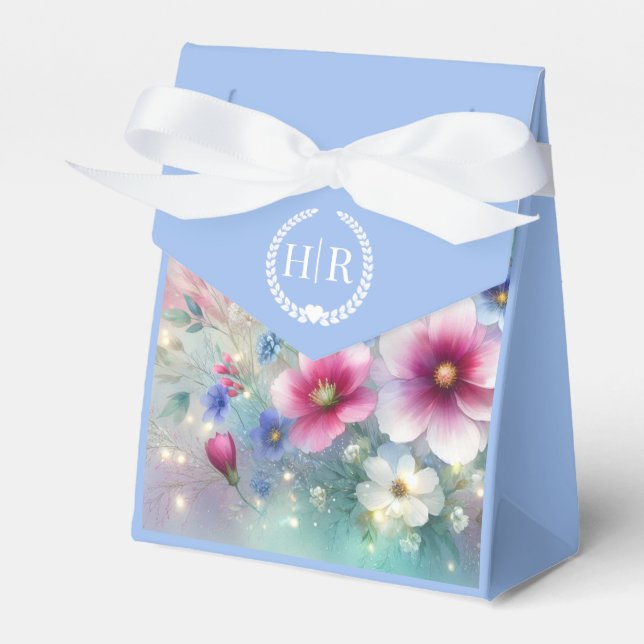 Radiant Sparkling Spring Blooms Wedding Favor Boxes (Front Side)
