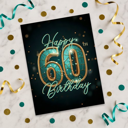 Radiant Sparkly Teal and Gold 60th Birthday