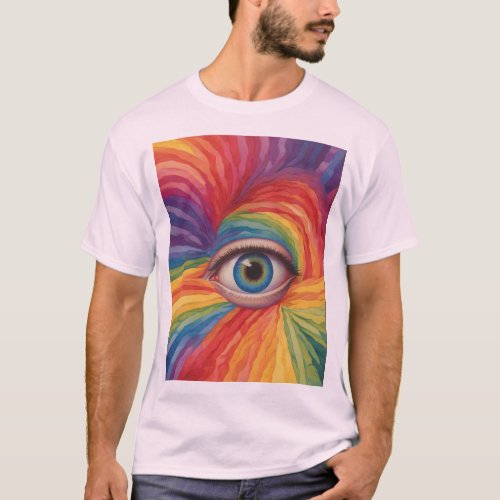 Radiant Spectrum Rainbow Eye Painting T_Shirt