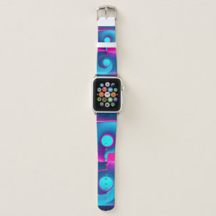 Radiant Spirituality: Vibrant Yin Yang Pink & Blue Apple Watch Band