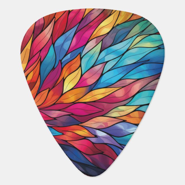 Radiant Stained Glass Bloom  Guitar Pick (Front)