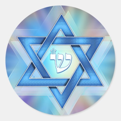 Radiant Star of David Classic Round Sticker