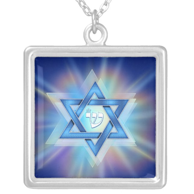 Radiant Star of David Silver Plated Necklace (Front)
