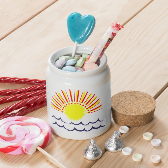 Radiant Sun and Ocean Wave Art  Candy Jar (In Situ)