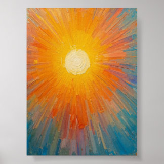 Radiant Sun Blazing Over a Vast Blue Sky Poster