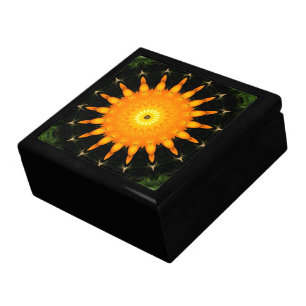 Radiant Sun Mandala Kaleidoscope Art Jewelry Box