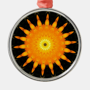 Radiant Sun Mandala Kaleidoscope Art Metal Ornament