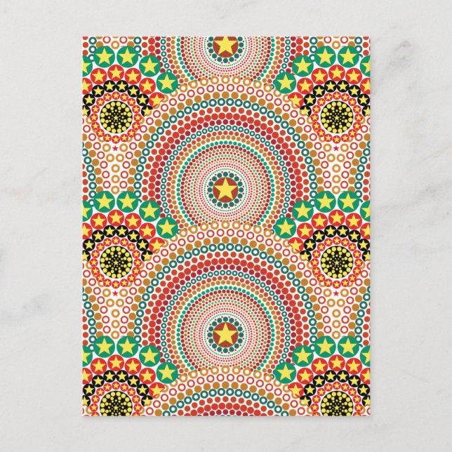 Radiant Sun Multicolored Boho Geometric Holiday Postcard (Front)