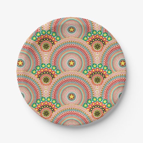 Radiant Sun Multicolored Boho Geometric Paper Plates