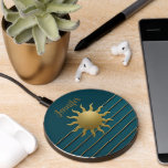 Radiant Sun on Teal Wireless Charger