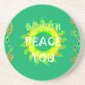 Radiant Sun: Peace Be With You Inspirational Print Drink Coaster
