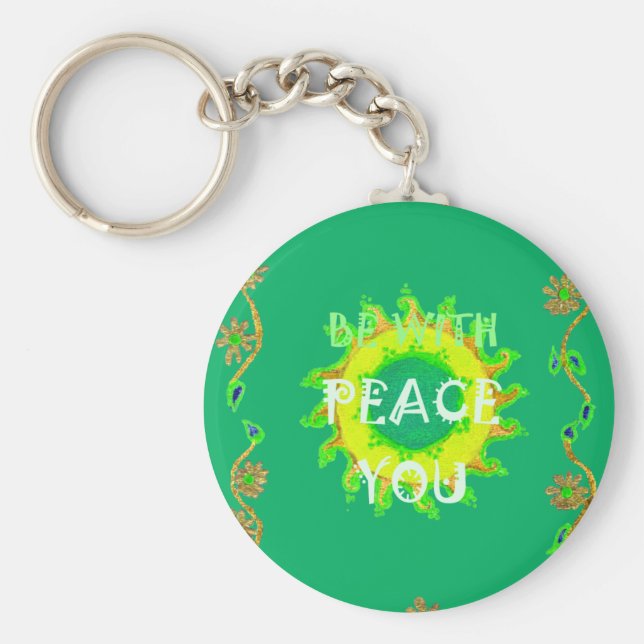 Radiant Sun: Peace Be With You Inspirational Print Keychain (Front)
