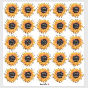 Radiant Sunflower Monogram Names Gift Stickers