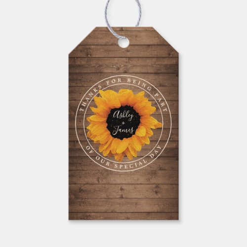 Radiant Sunflower Names Thank you Gift Tags