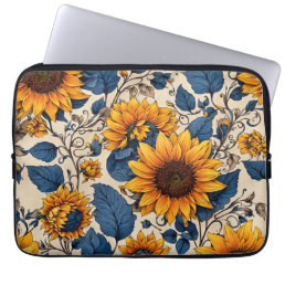 Radiant Sunflower Pattern  Laptop Sleeve