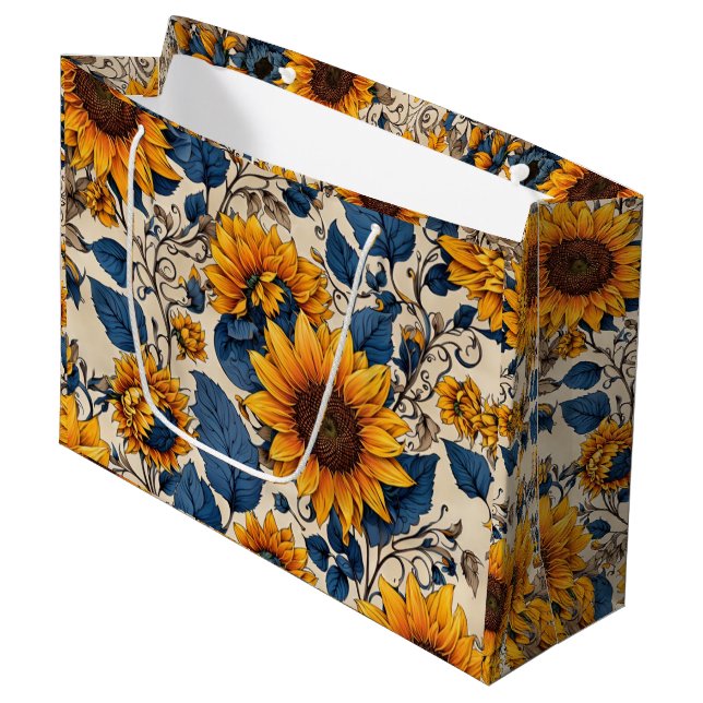 Radiant Sunflower Pattern  Large Gift Bag (Front Angled)
