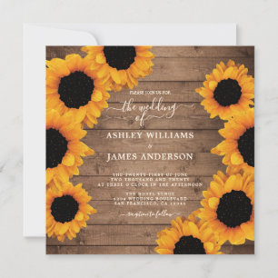 Radiant Sunflower Rustic Wedding Invitation