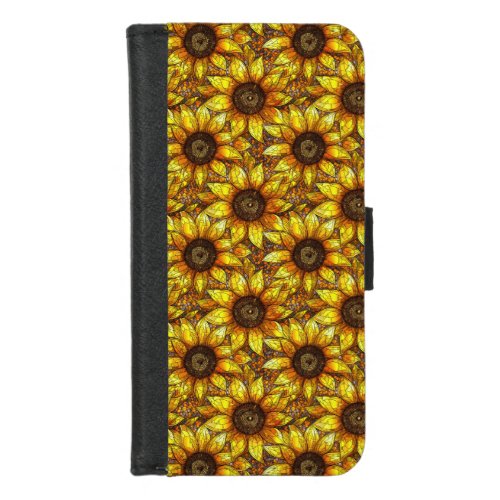 Radiant Sunflower Stained Glass  iPhone 87 Wallet Case