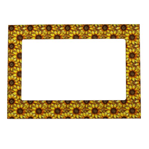 Radiant Sunflower Stained Glass  Magnetic Frame