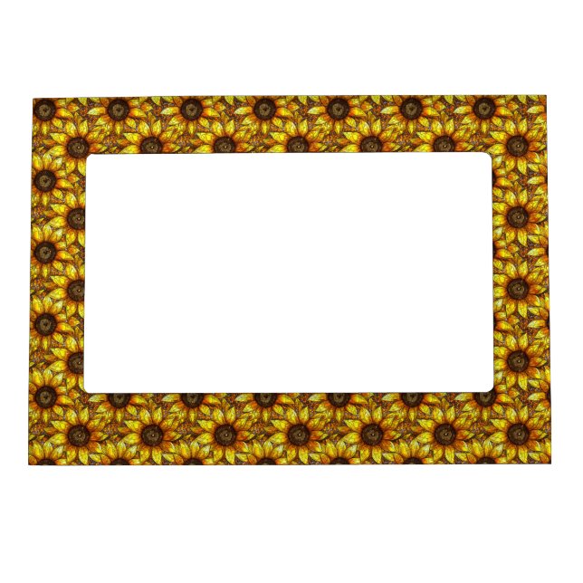 Radiant Sunflower Stained Glass  Magnetic Frame (Front)