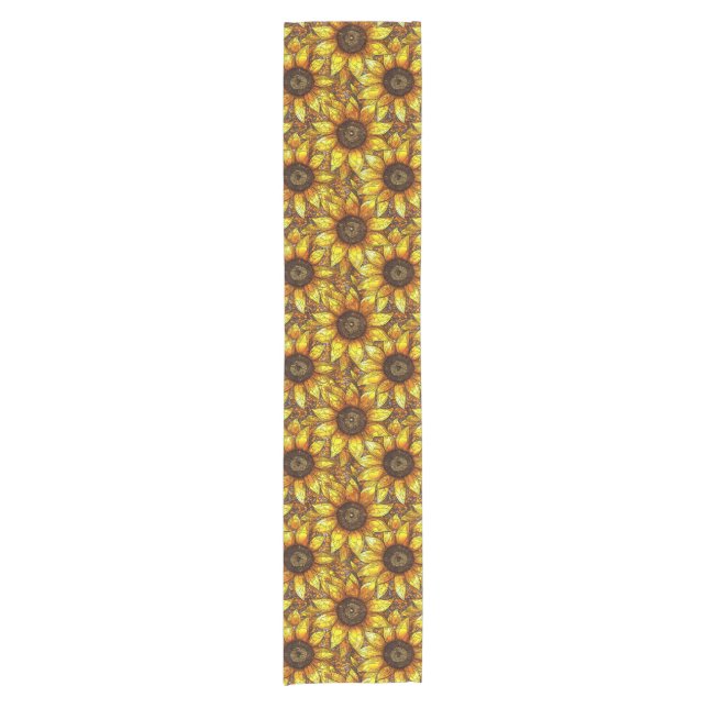 Radiant Sunflower Stained Glass  Short Table Runner (Front)