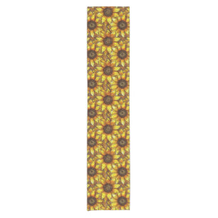 Radiant Sunflower Stained Glass Short Table Runner