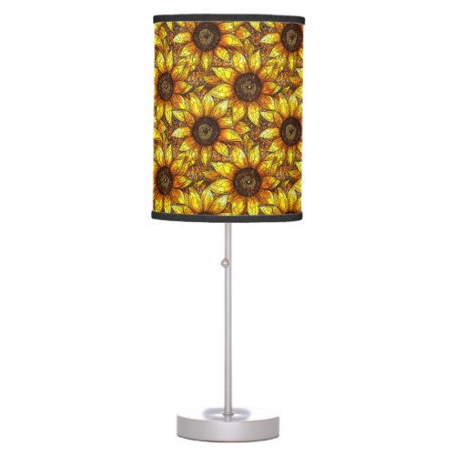 Radiant Sunflower Stained Glass  Table Lamp