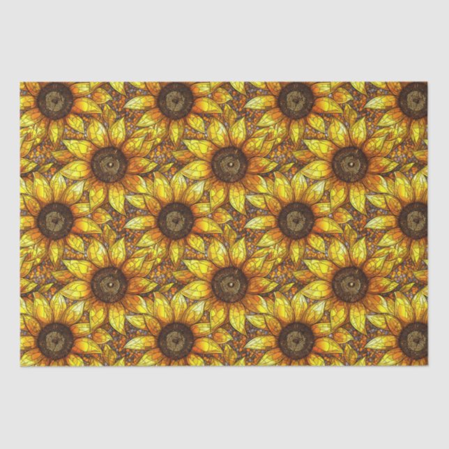Radiant Sunflower Stained Glass  Tissue Paper (Front)