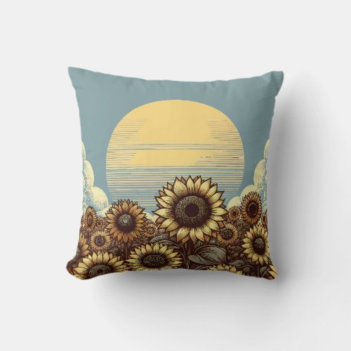 Radiant Sunflower T Shirt Design to Embrace Summer Throw Pillow