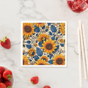 Radiant Sunflowers: A Symphony of Colorful Joy Napkins
