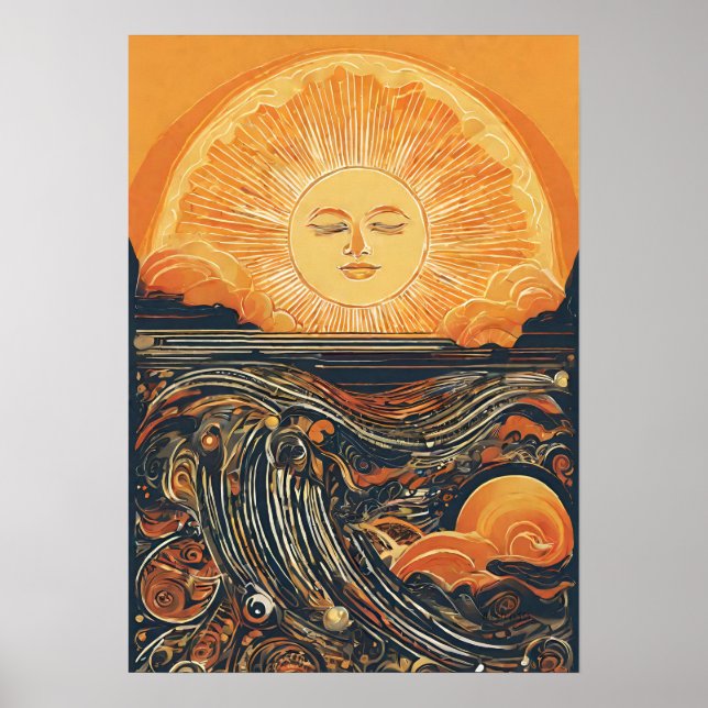 Radiant Sunlight Sun Illustration Poster (Front)