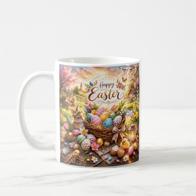 Radiant Sunrise Happy Easter Coffee Mug (Left)