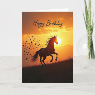 Radiant Sunset Horse Card