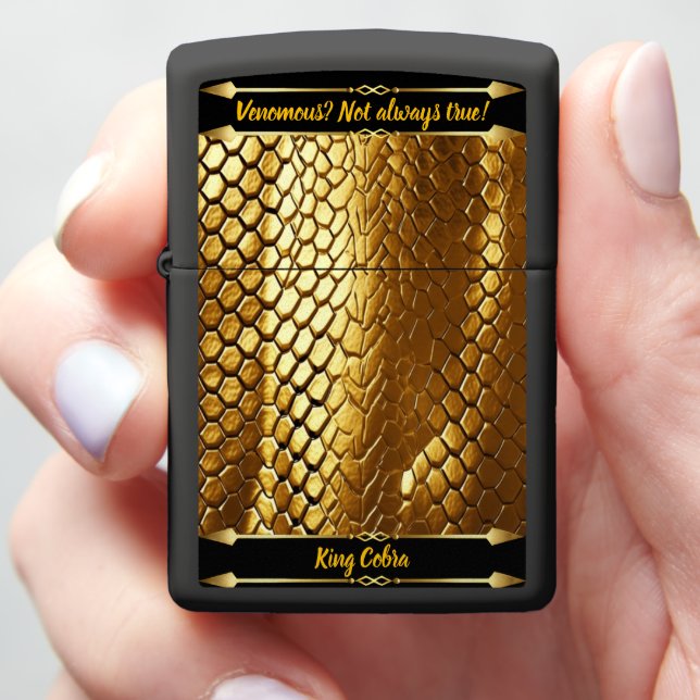 Radiant textures of golden snake skins in sunlight zippo lighter (In Hand)