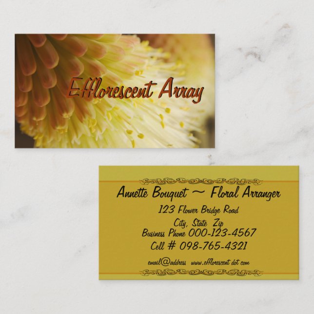 Radiant Torch Lily Gardening Lawn Care Maintenance Business Card (Front/Back)