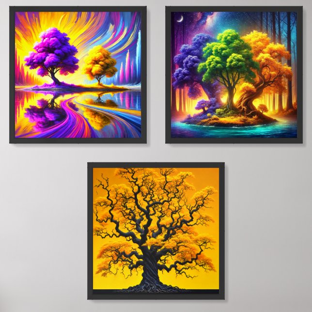 Radiant Tree Trio Collection Wall Art Sets (Front)