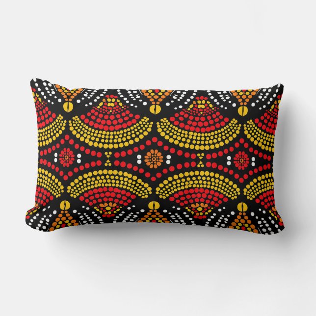 Radiant Tribal Mandala Lumbar Pillow (Front)