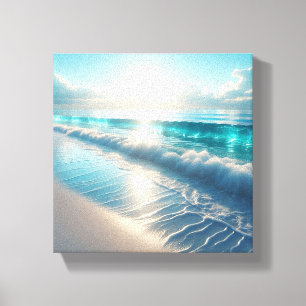 Radiant Turquoise Ocean Waves with Sparkling Sun  Canvas Print