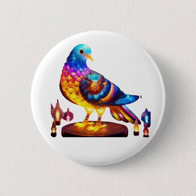 Radiant Urban Pigeon Button (Front)