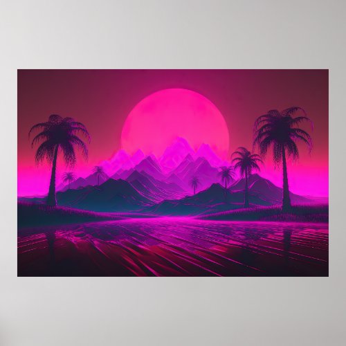 Radiant Utopia Synthwave Bliss Poster