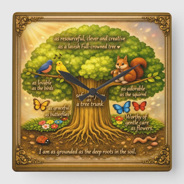 Radiant Visiontree Square Wall Clock (Front)