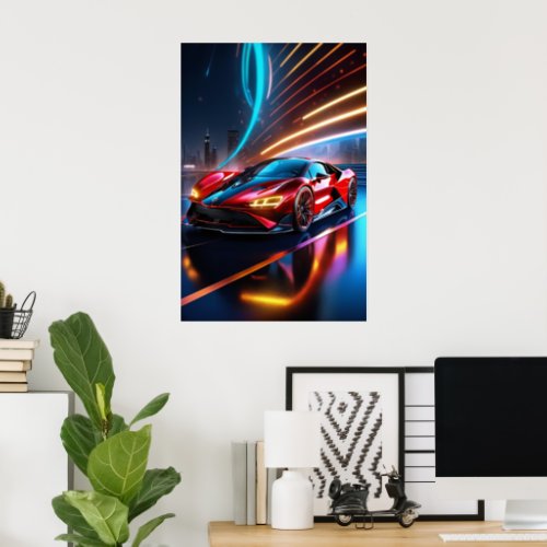 Radiant Wheels Ultra Lighting Car Portrait   Poster
