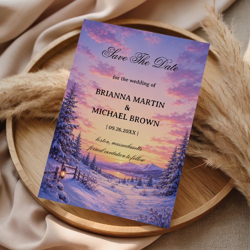 Radiant Winter Twilight Above Save The Date