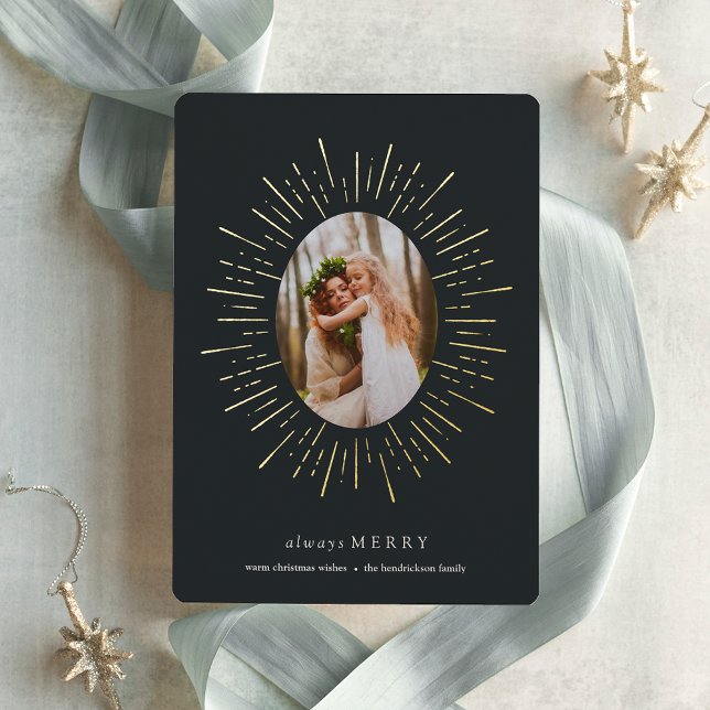 Radiant Wish Elegant Photo Foil Holiday Card (Creator Uploaded)