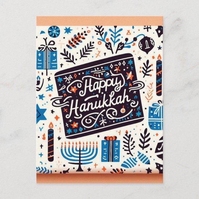 Radiant Wishes: Happy Hanukkah Greeting Card (Front)