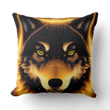 Radiant Wolf Face Illuminated by Golden Light